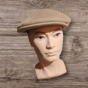 Vintage Kangol 100% wool ear lap news boy cap tan‎ hat size large